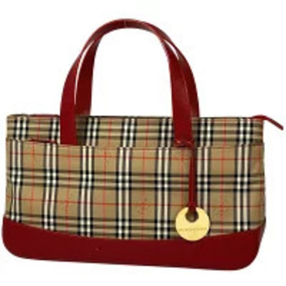 Burberry Check Handbag Canvas Red